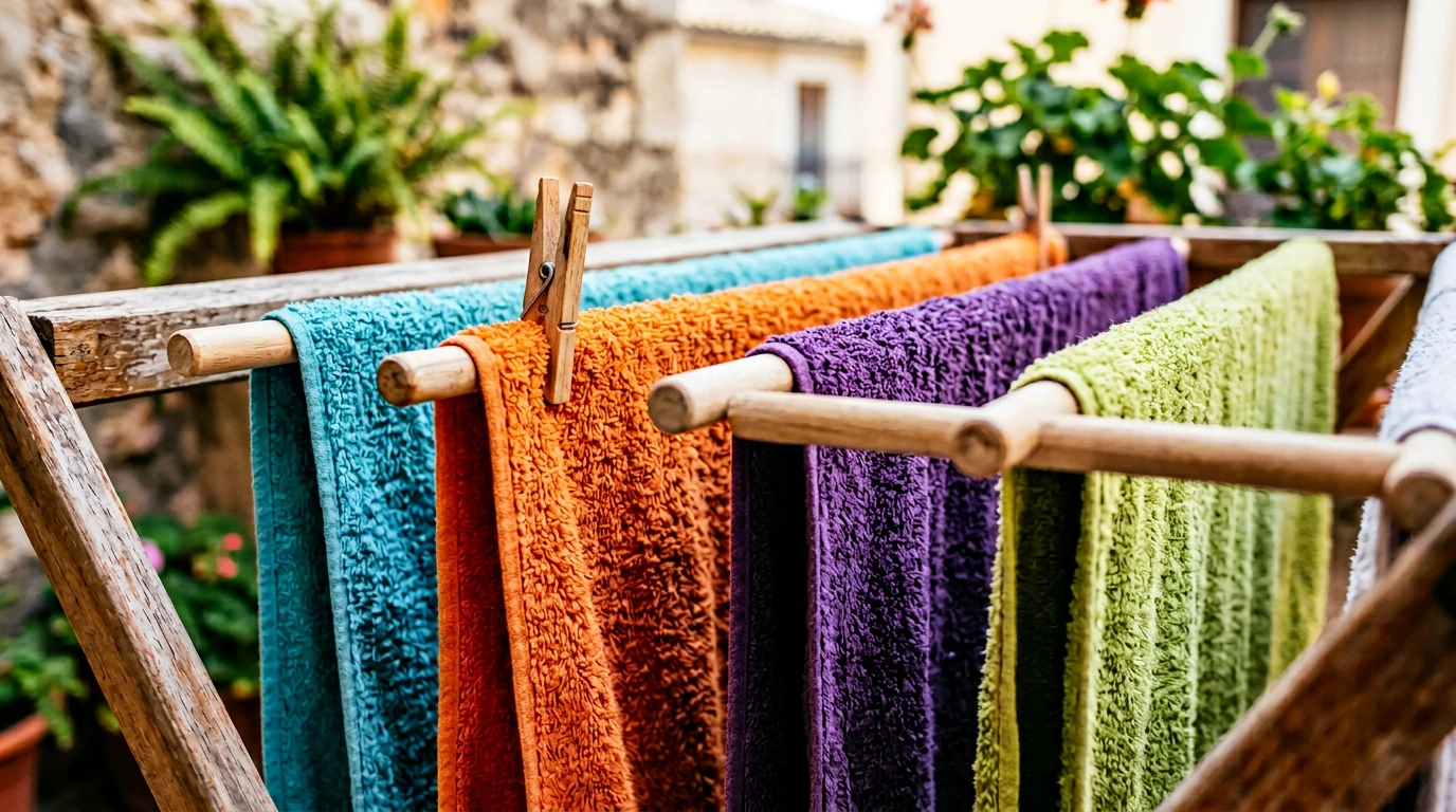 Colori di asciugamani su stendibiancheria